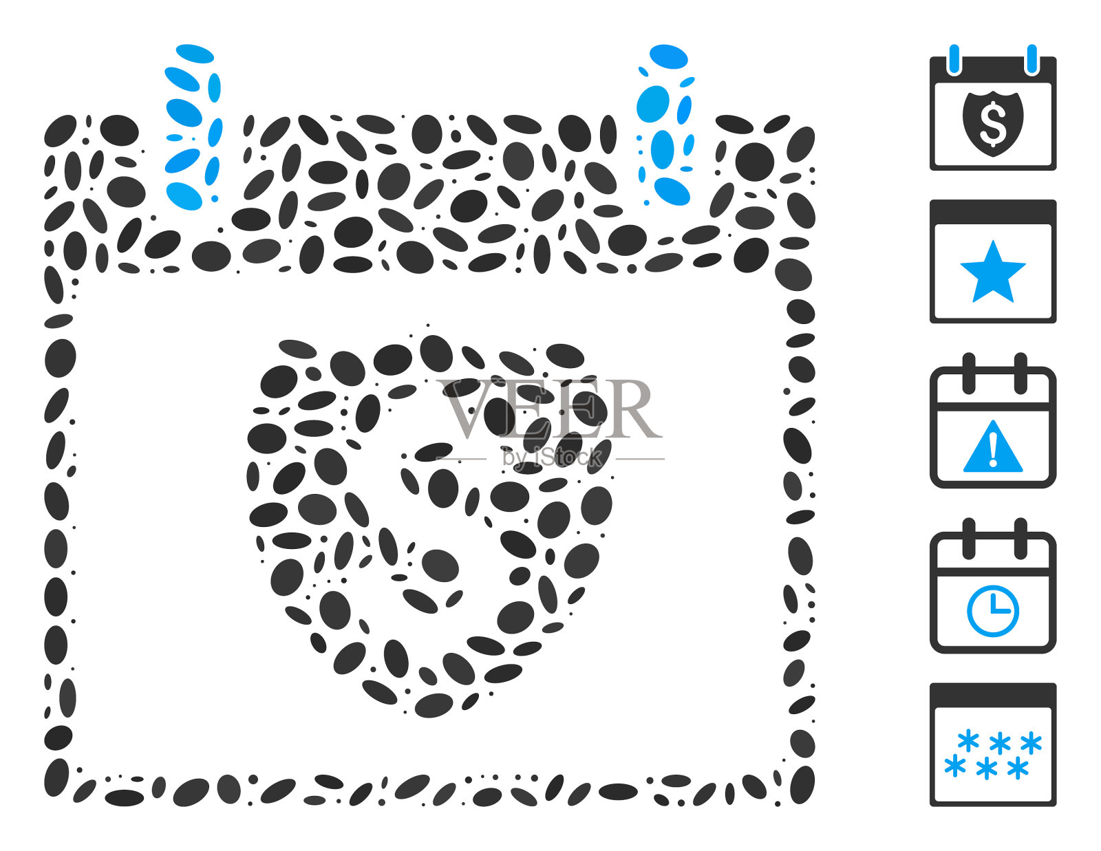 椭圆形马赛克金融盾日历日图标素材