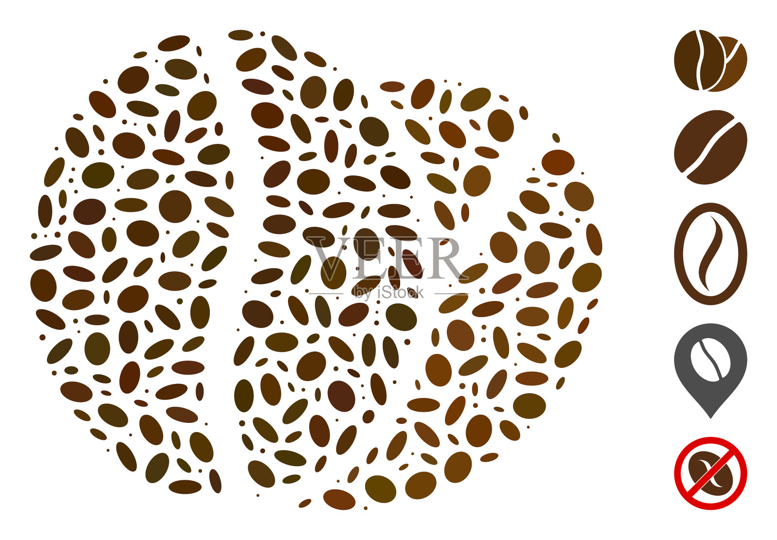 椭圆形马赛克咖啡豆插画图片素材