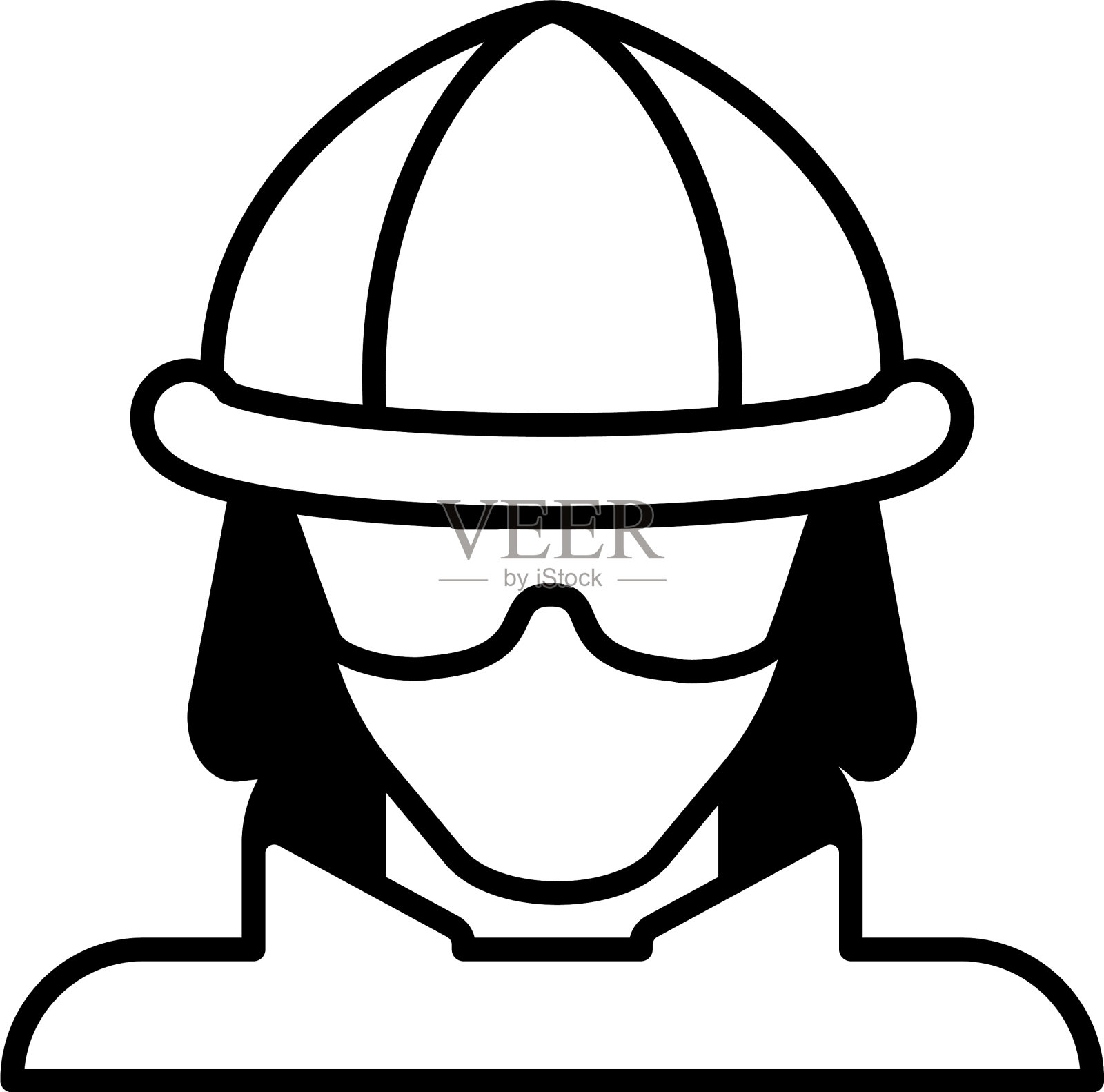 白色背景上的消防员头像设计元素图片