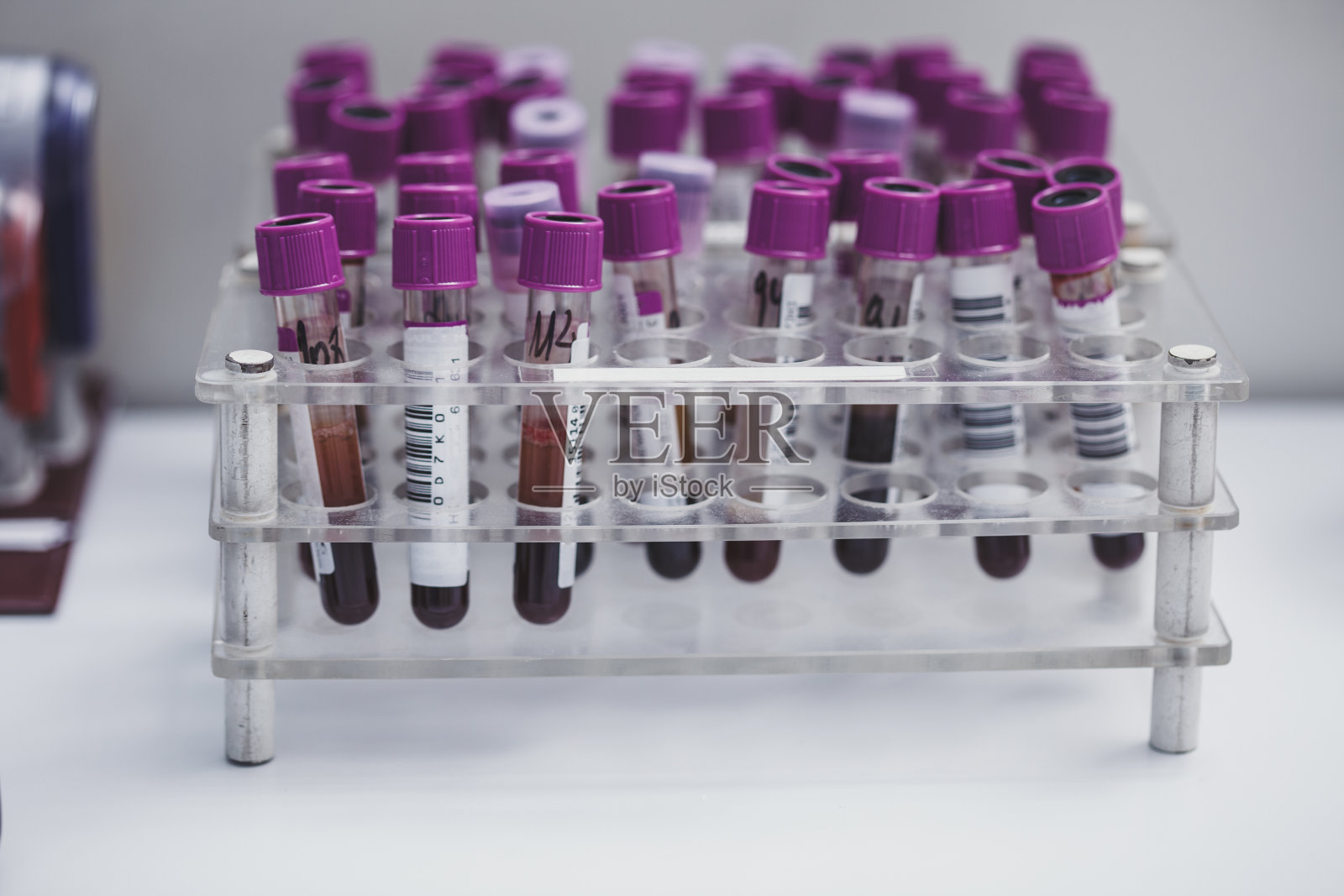 试管样品的塑料架照片摄影图片