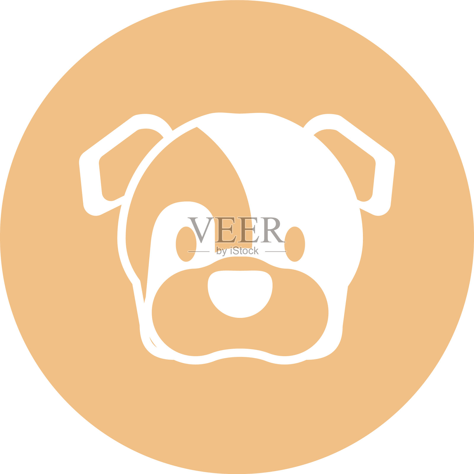 头可爱的狗块和平面风格的图标插画图片素材