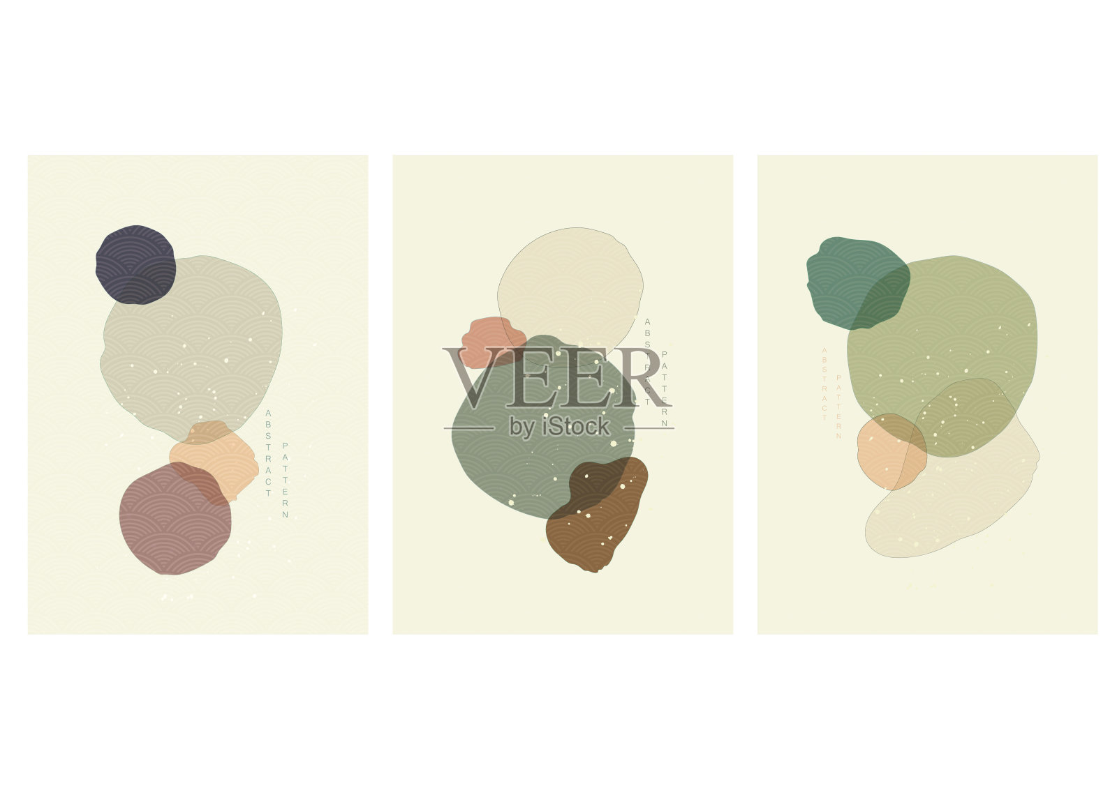 抽象艺术背景与日本波浪模式矢量。复古风格的艺术丙烯图案。插画图片素材