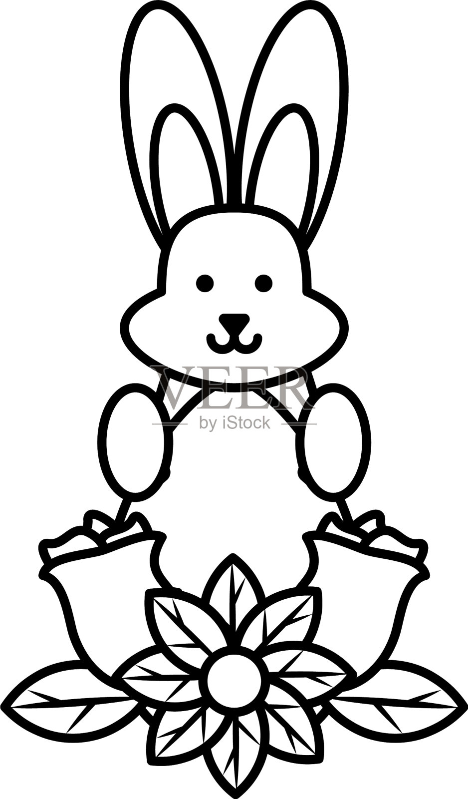 可爱的兔子在圣诞礼物盒子白色设计元素图片