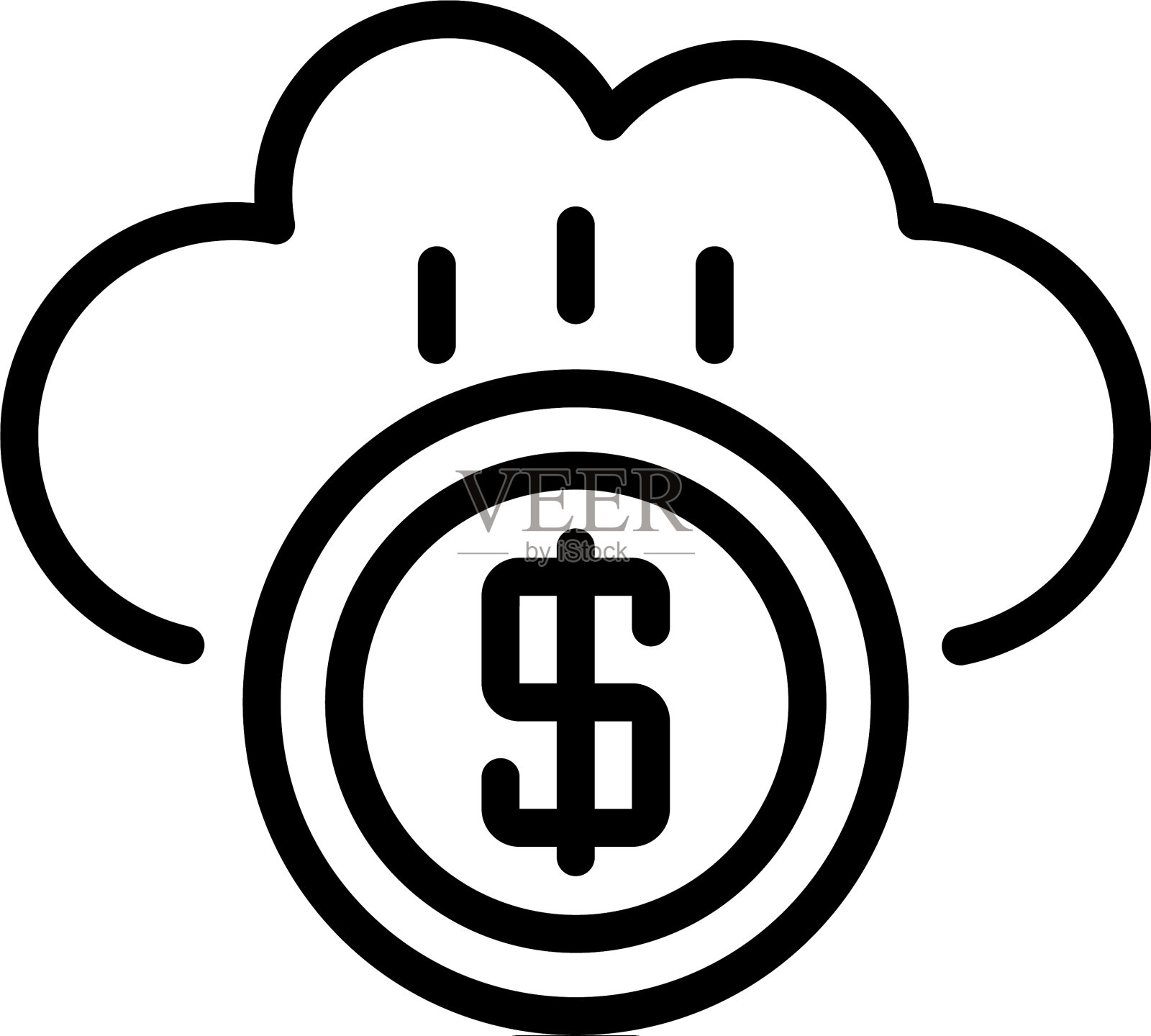 钱云图标轮廓风格插画图片素材