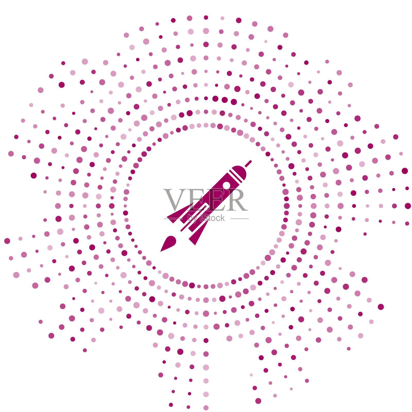 带有火焰图标的紫色火箭飞船被隔离插画图片素材