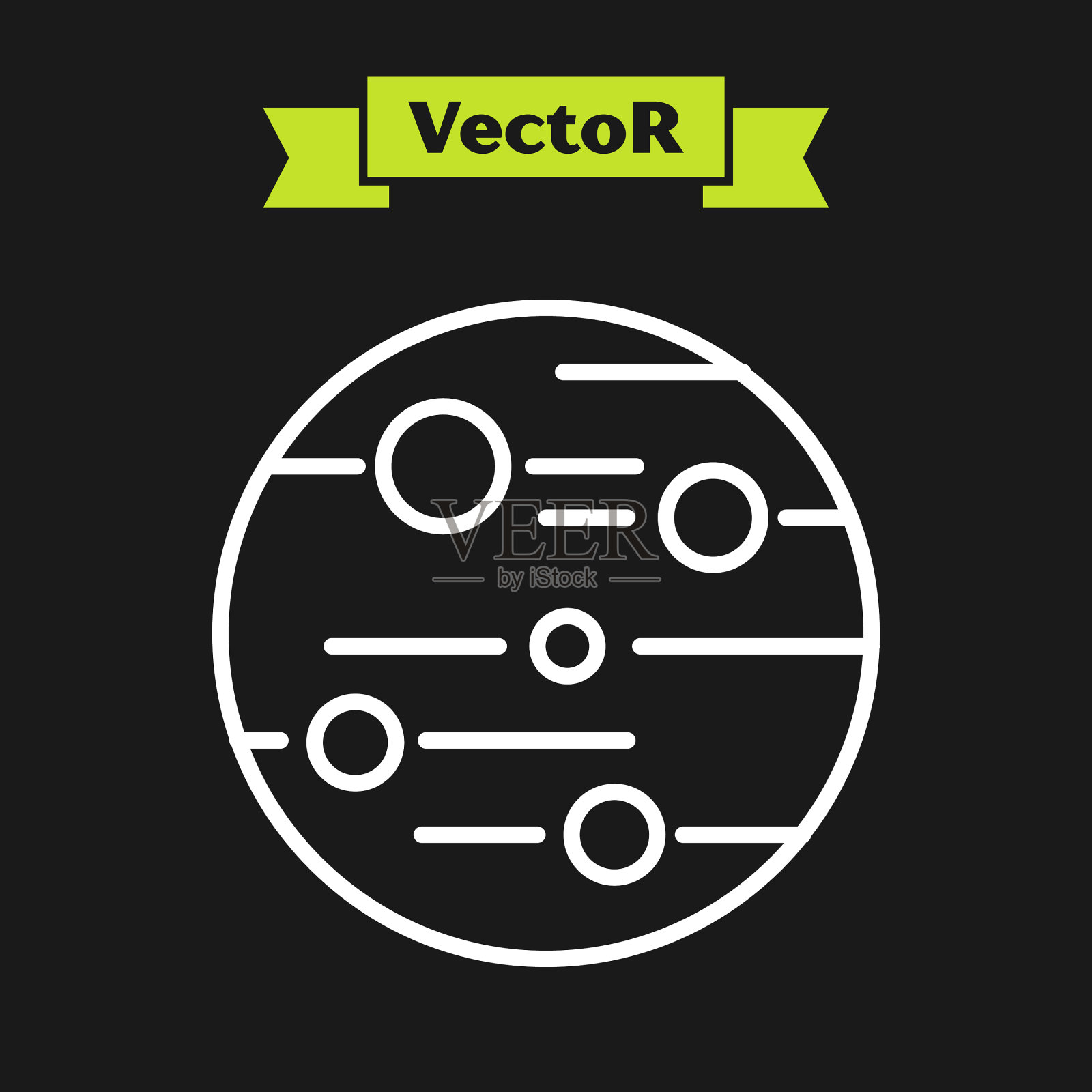 白色线行星火星图标孤立在黑色插画图片素材