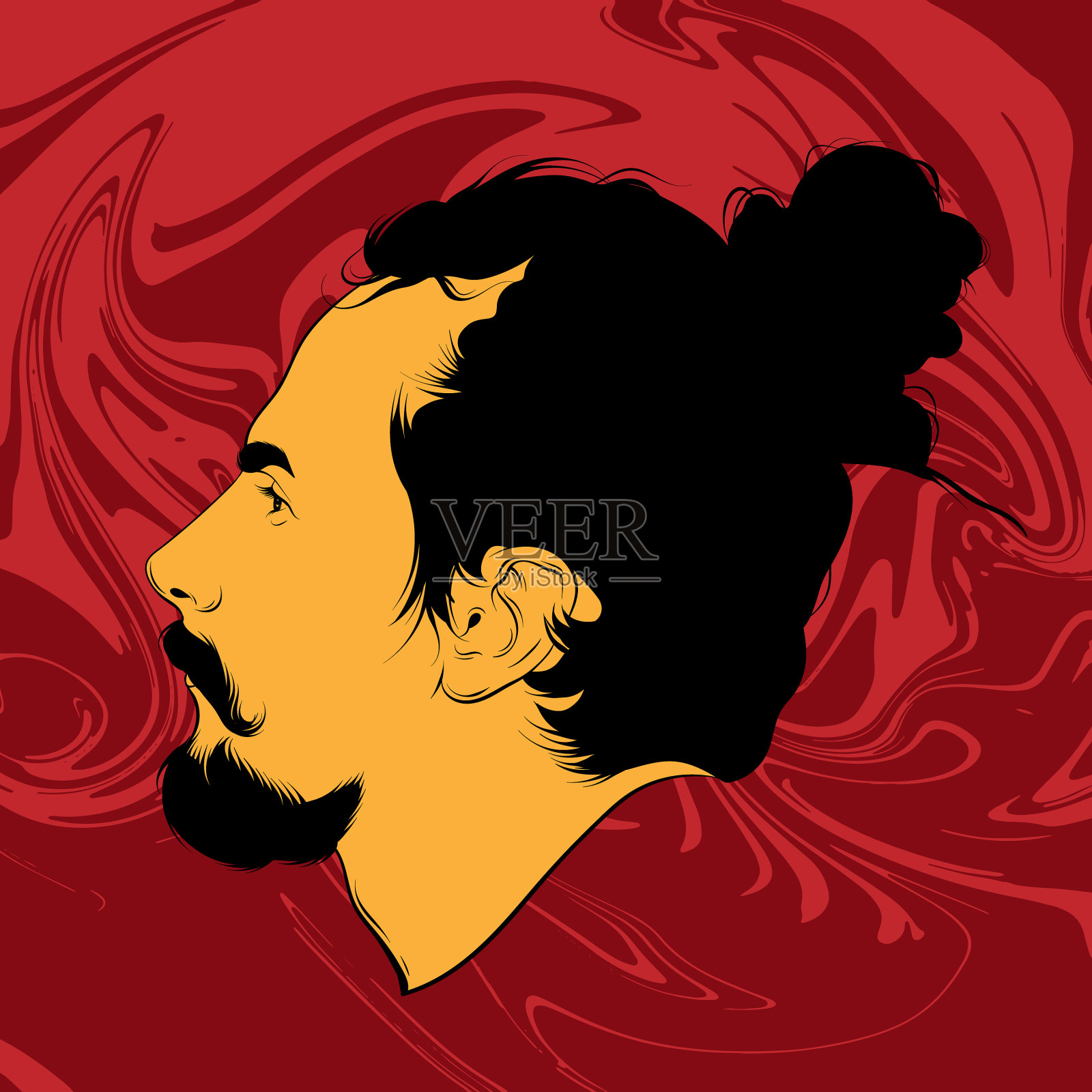 长着脏辫的手绘男人插画图片素材