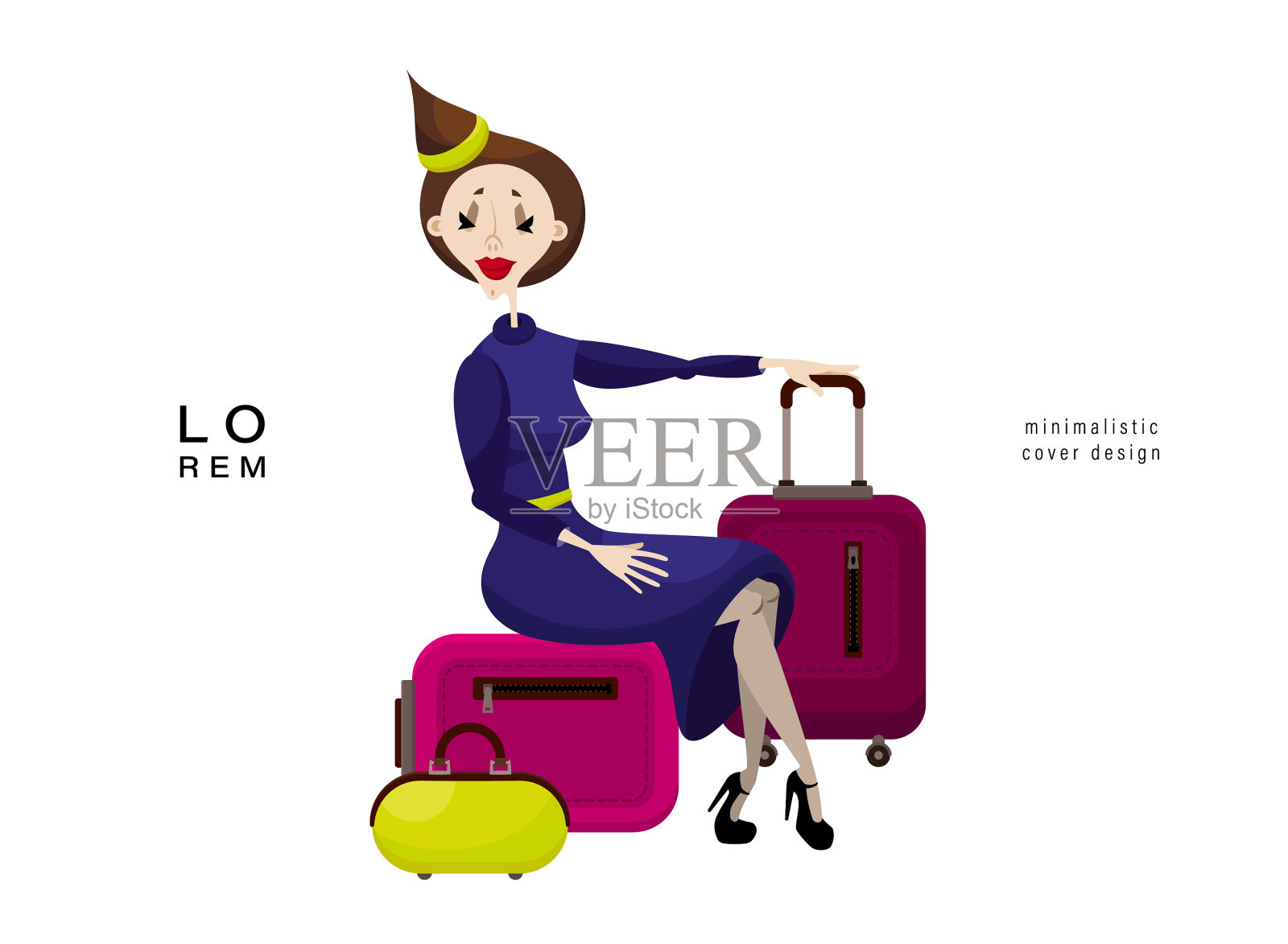 覆盖空姐插画图片素材