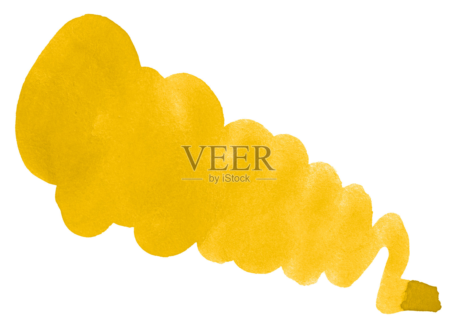 充满活力的黄色水彩云彩状污点，阳光插画图片素材