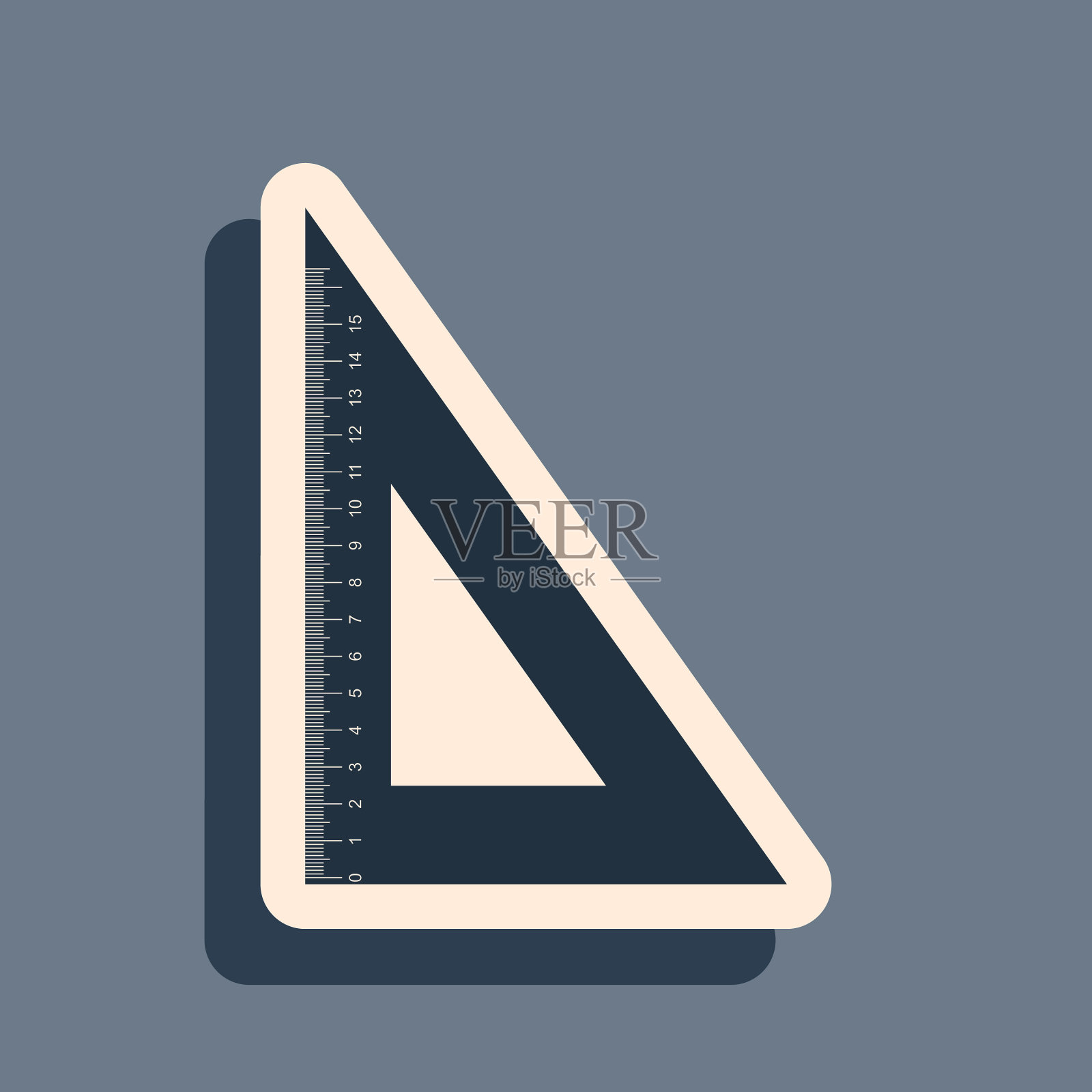 黑色三角形标尺图标孤立在灰色插画图片素材