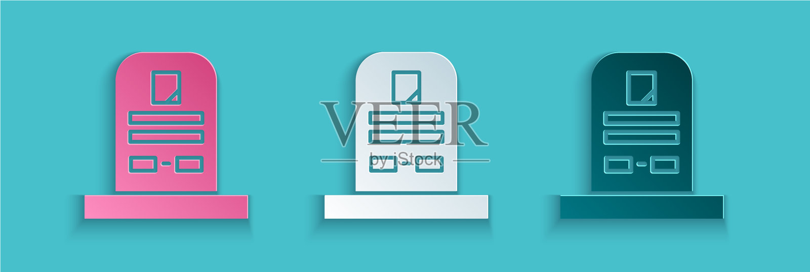 剪纸墓碑上写着撕裂的图标插画图片素材