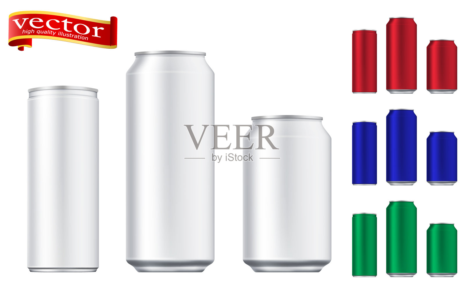 铝啤酒和汽水可以模拟插画图片素材