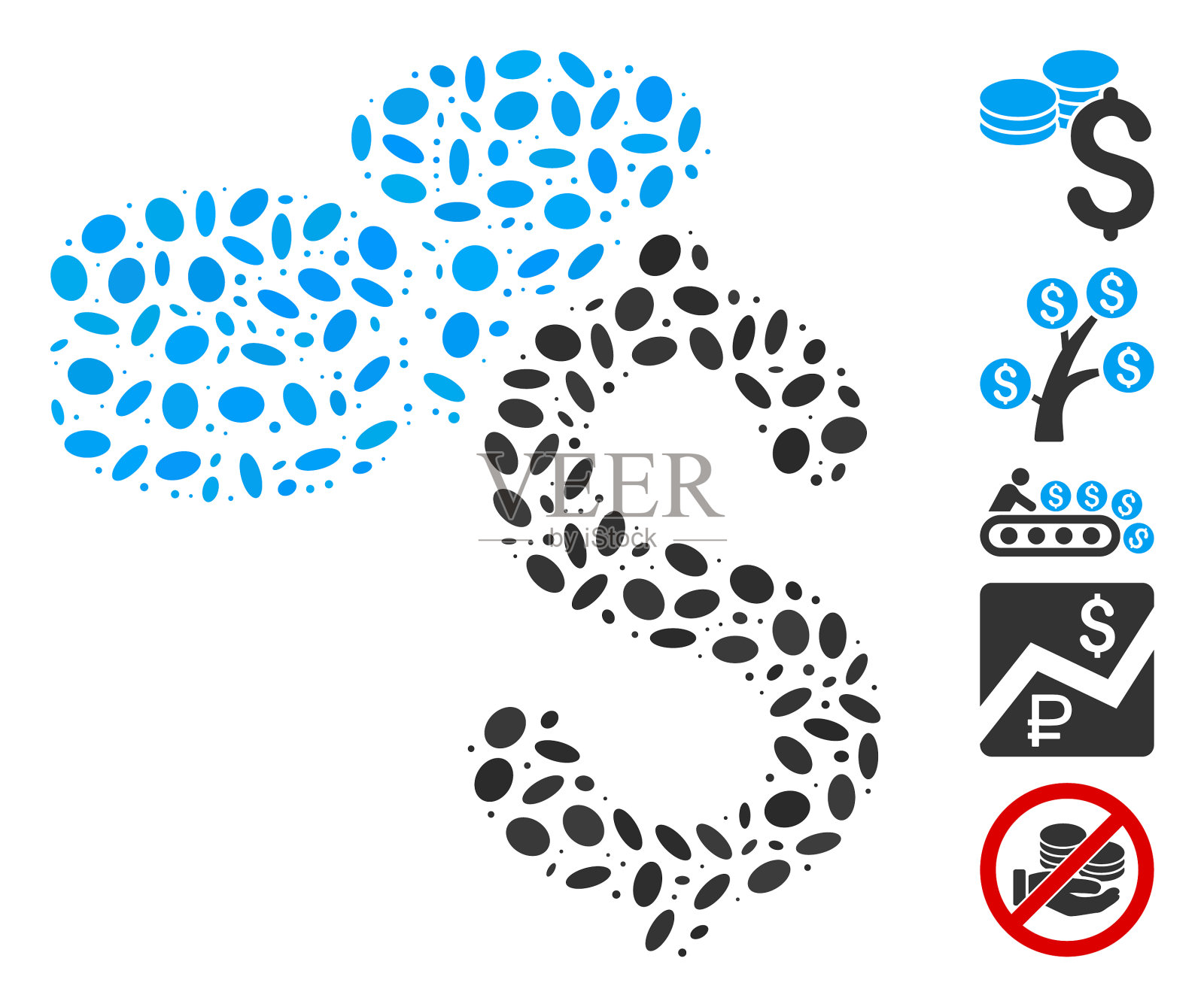 椭圆拼贴美元硬币插画图片素材