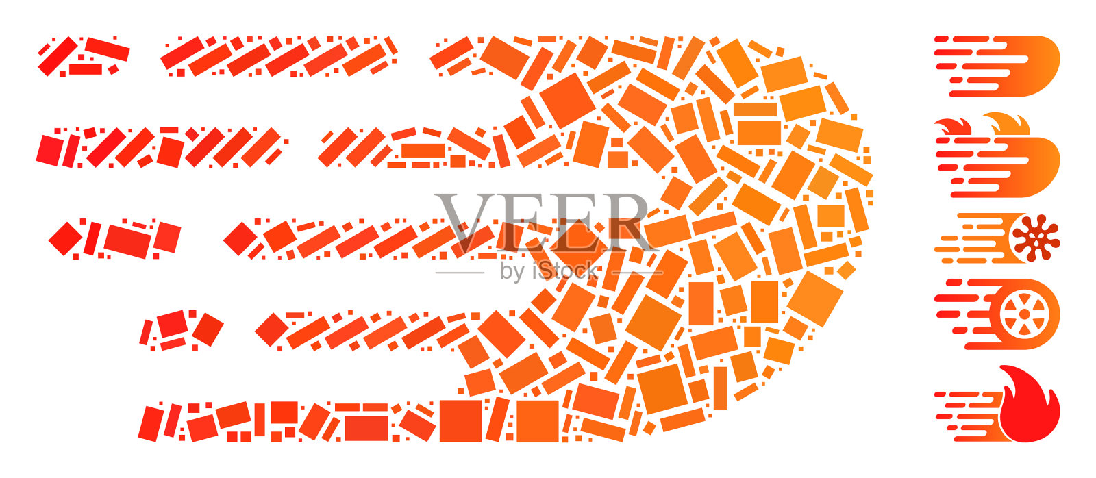 虚线拼贴奔火插画图片素材