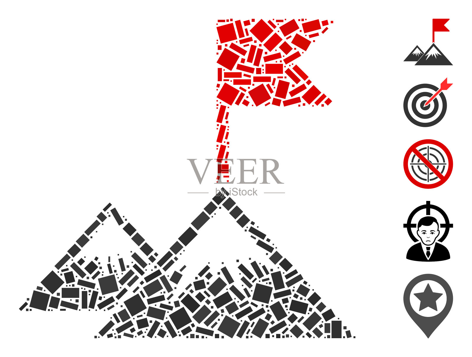 虚线拼贴任务旗插画图片素材