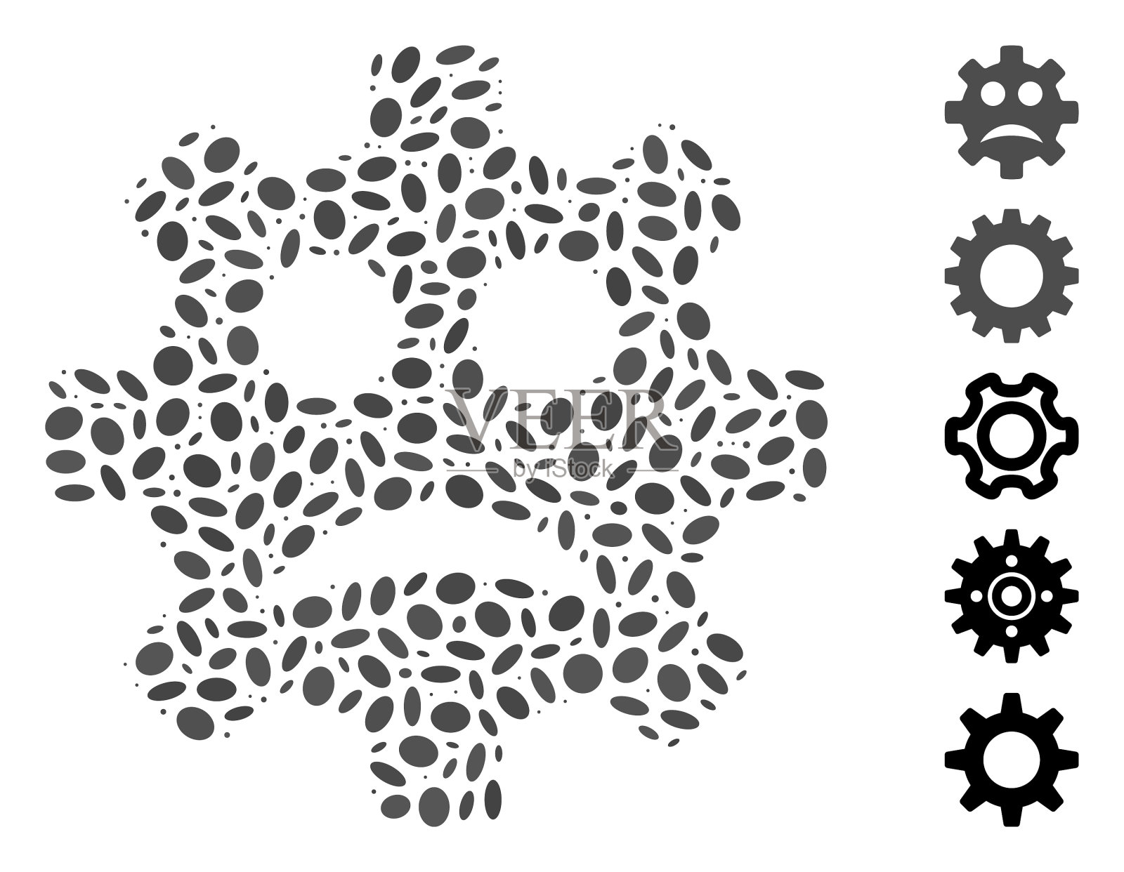 点拼贴悲伤的服务齿轮微笑插画图片素材