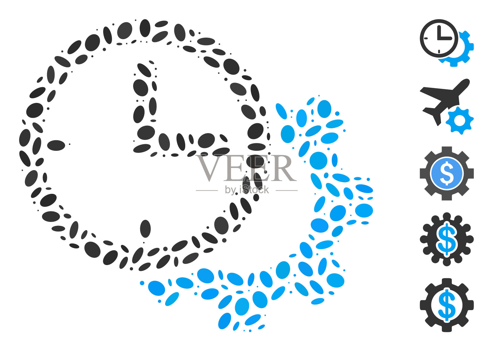 点马赛克时间设置齿轮图标素材