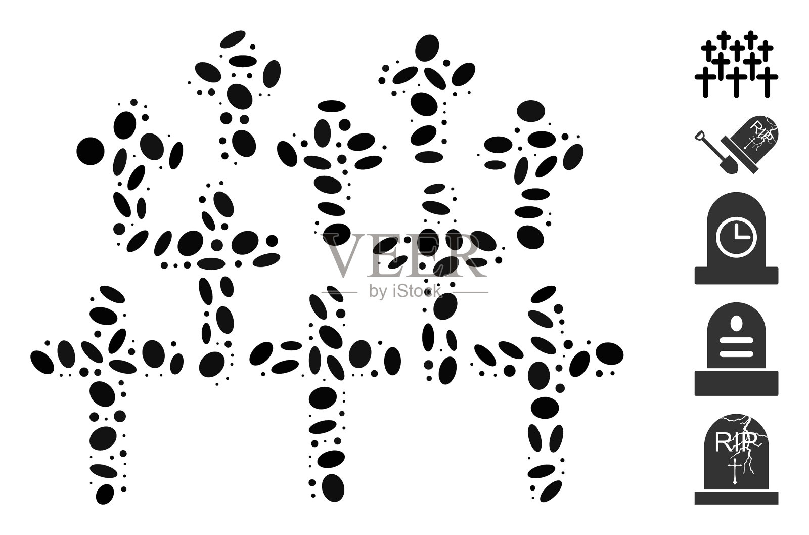 椭圆马赛克公墓插画图片素材