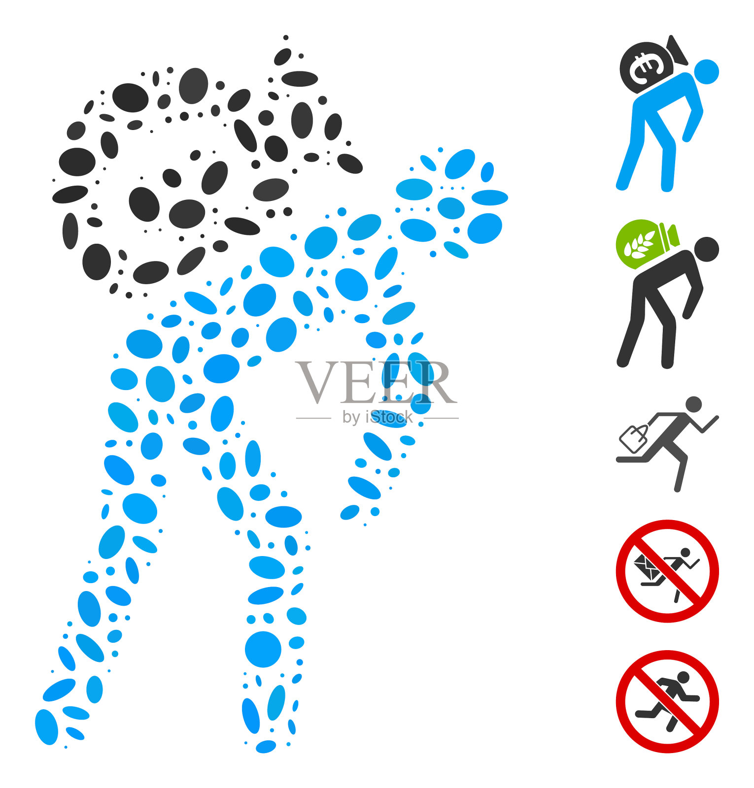 椭圆形拼贴欧元金融信使插画图片素材