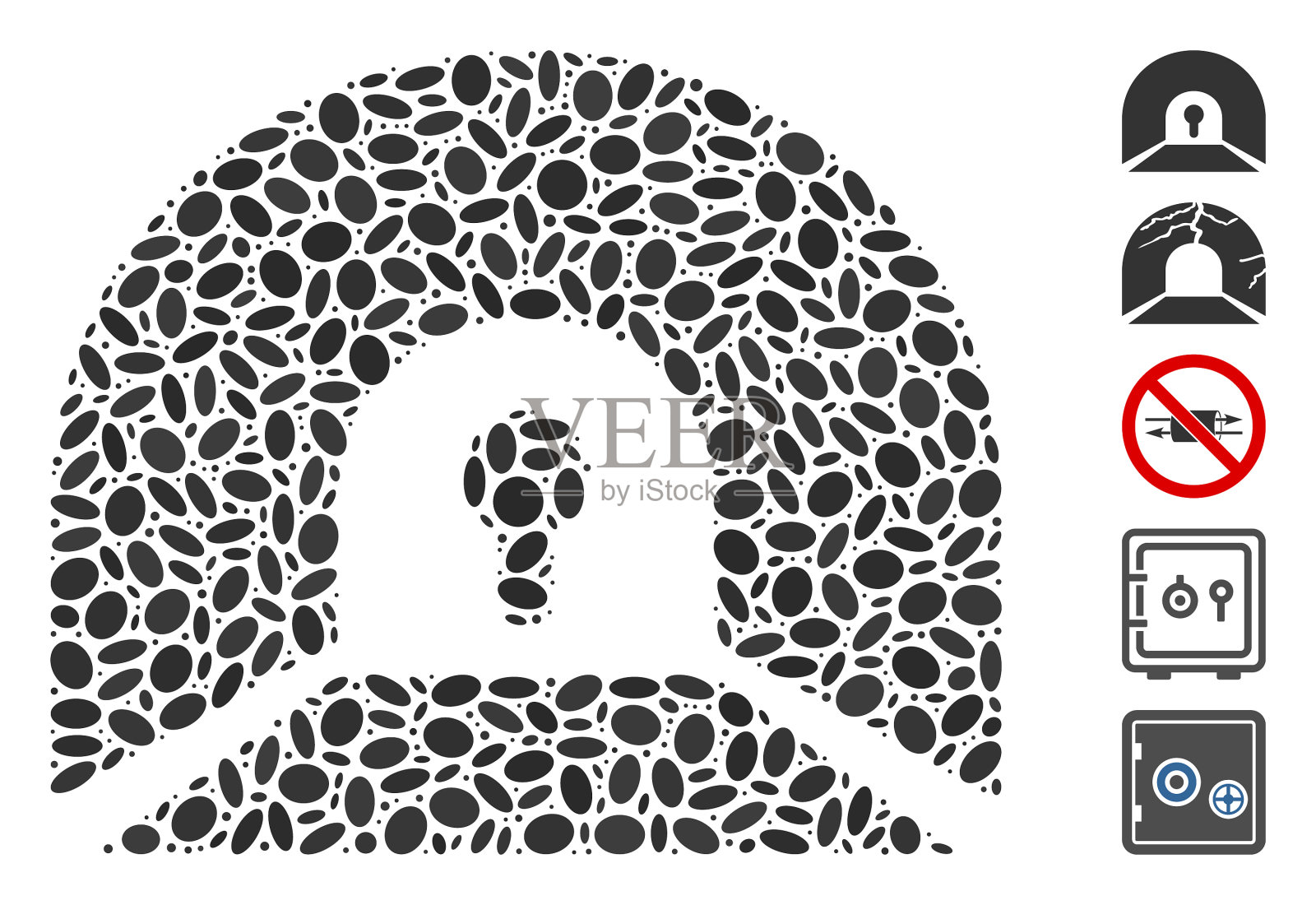 虚线拼贴私人隧道插画图片素材