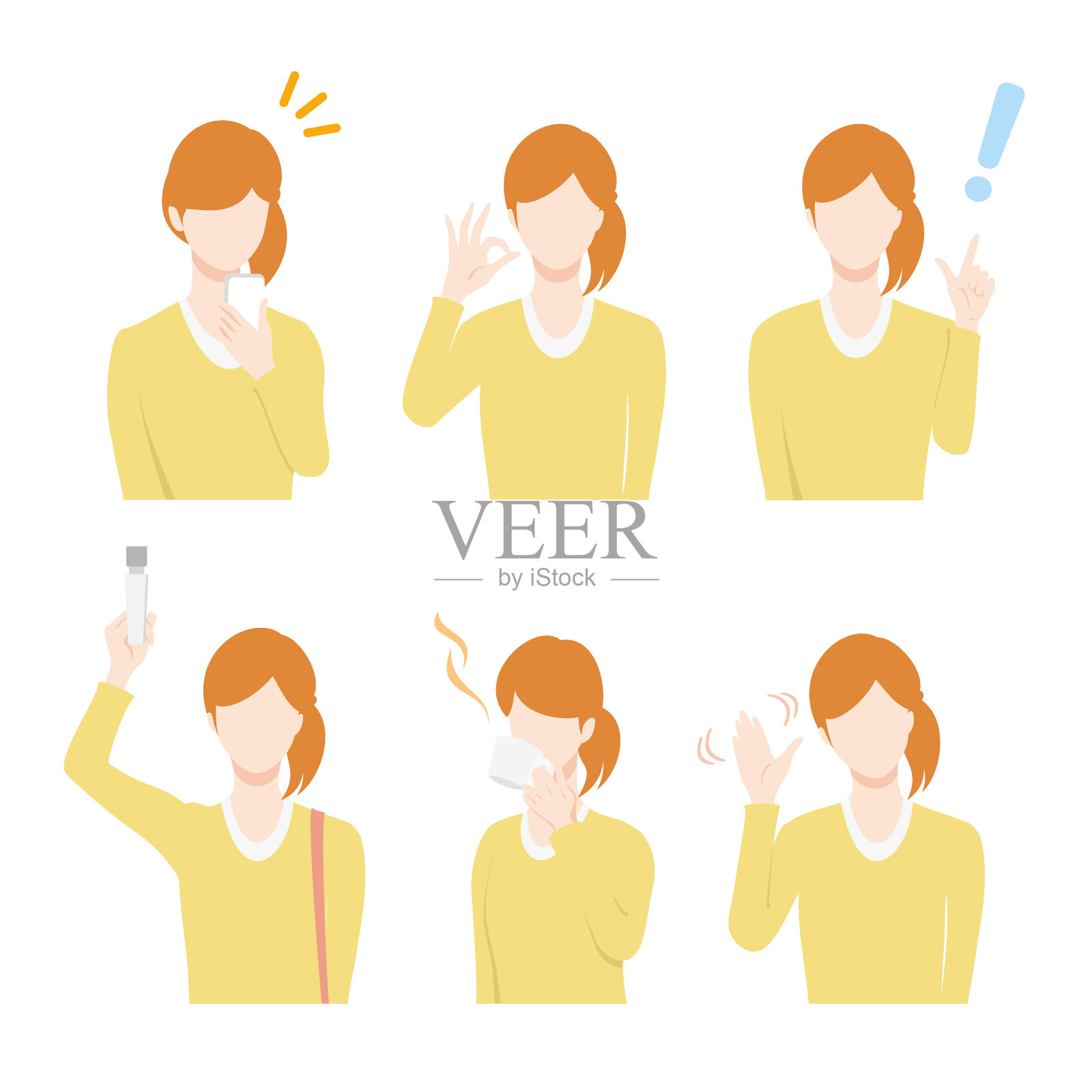 女性生活方式中的各种姿态插画图片素材