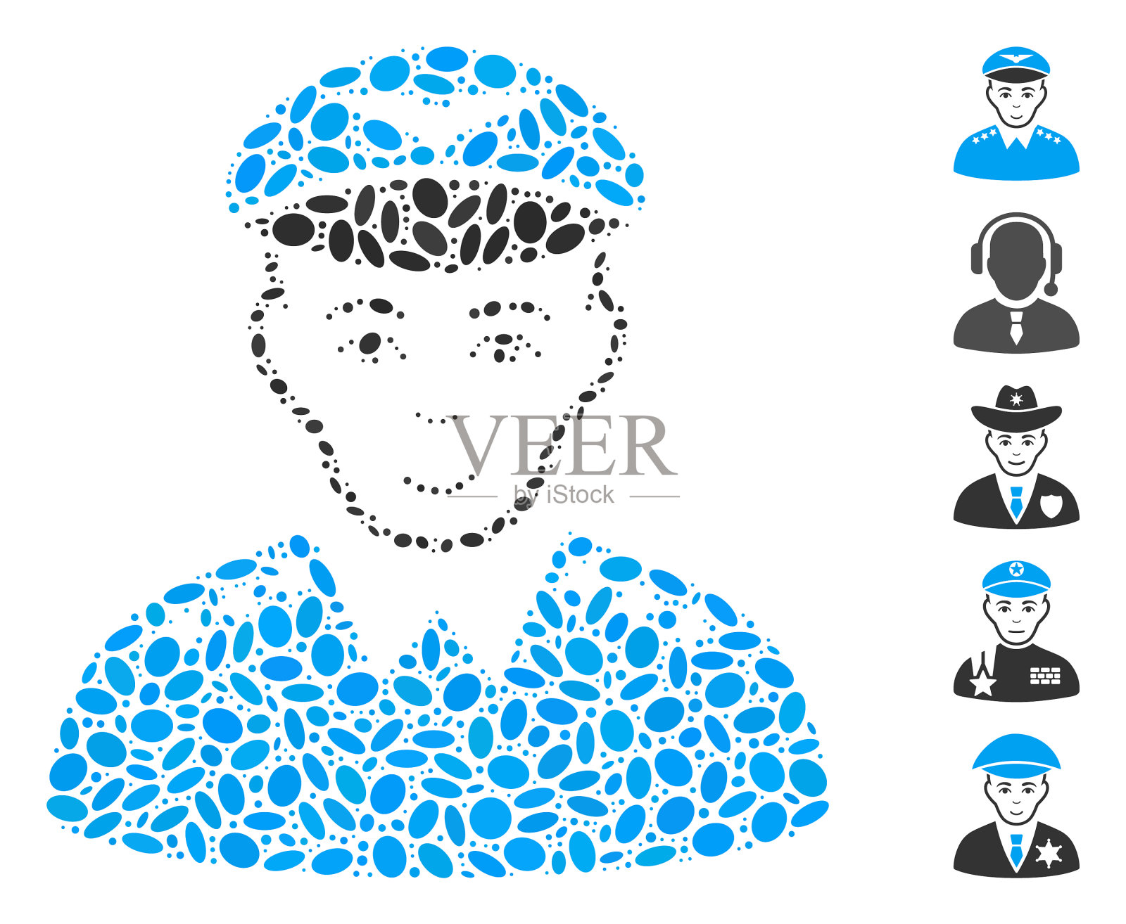 椭圆形马赛克军事飞行员插画图片素材