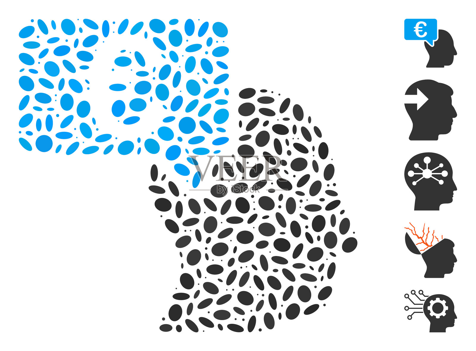 椭圆马赛克欧元商人的想法插画图片素材