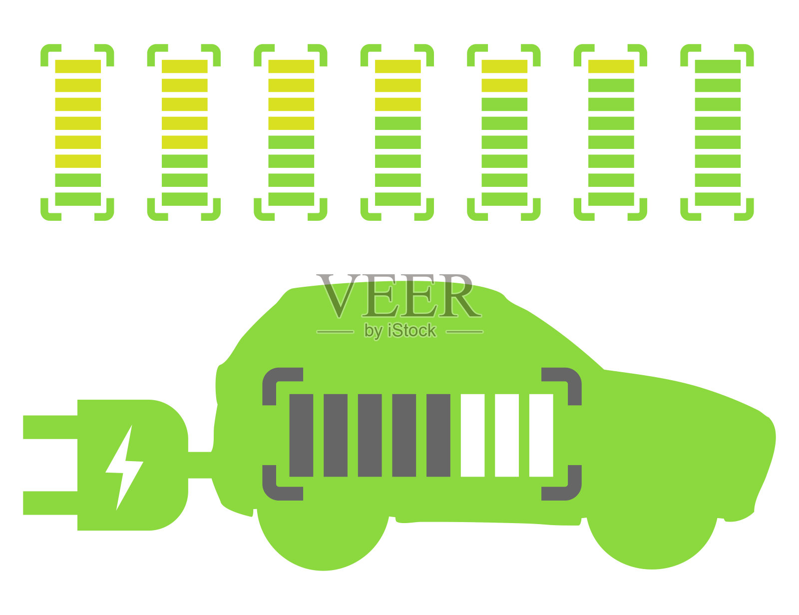 图标电动汽车在充电站白色插画图片素材