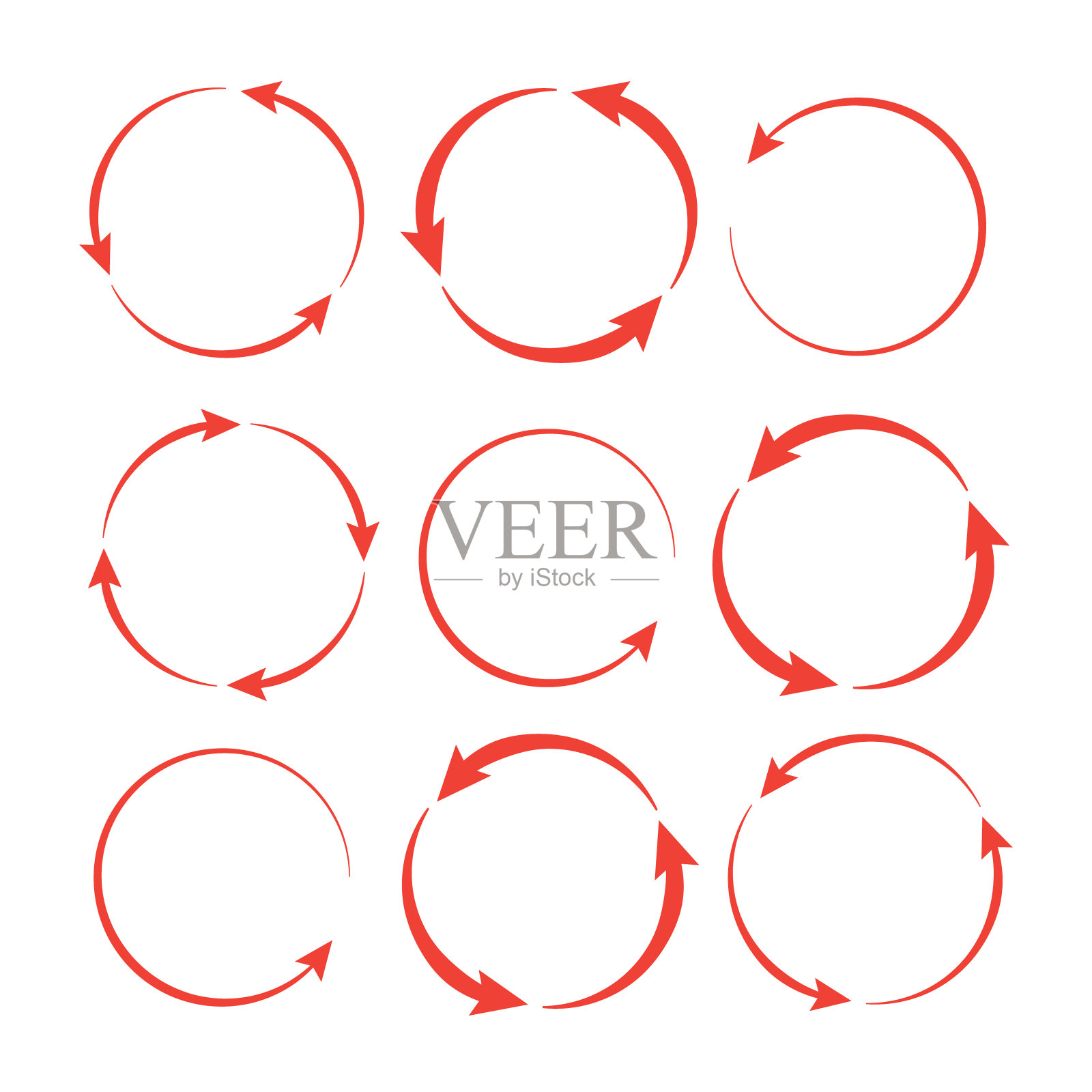 圆形箭头图标。圆圈光标网页回收进度按钮设计元素图片