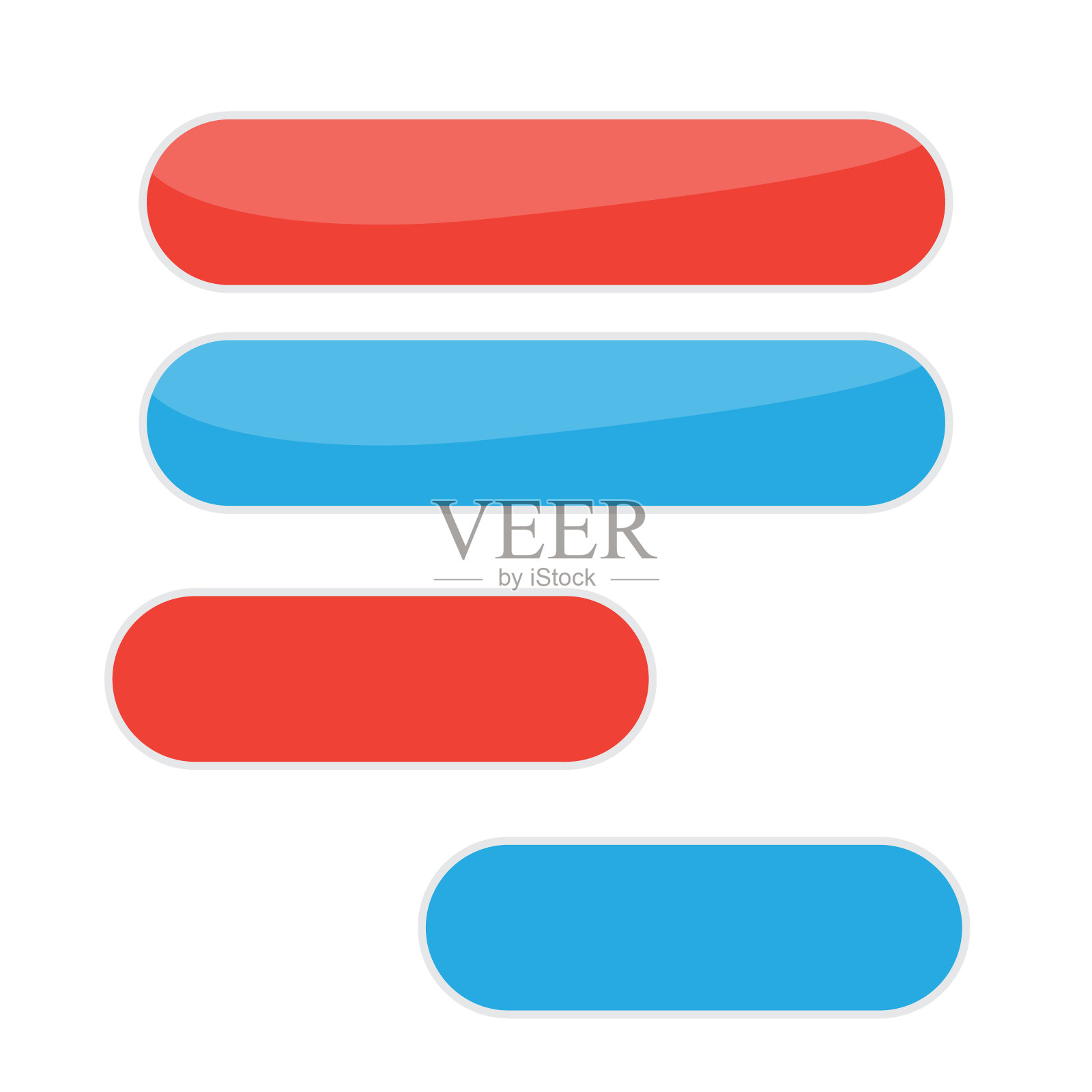 玻璃按钮塑料光泽标志。网页按钮光滑多彩圆润插画图片素材