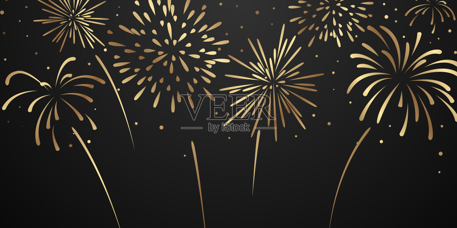 庆典背景模板与烟花丝带。豪华问候富卡。插画图片素材