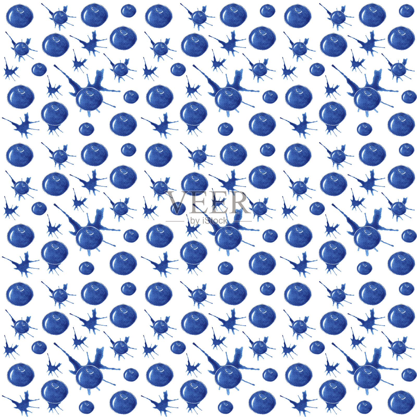 无缝水彩夏季浆果图案插画图片素材