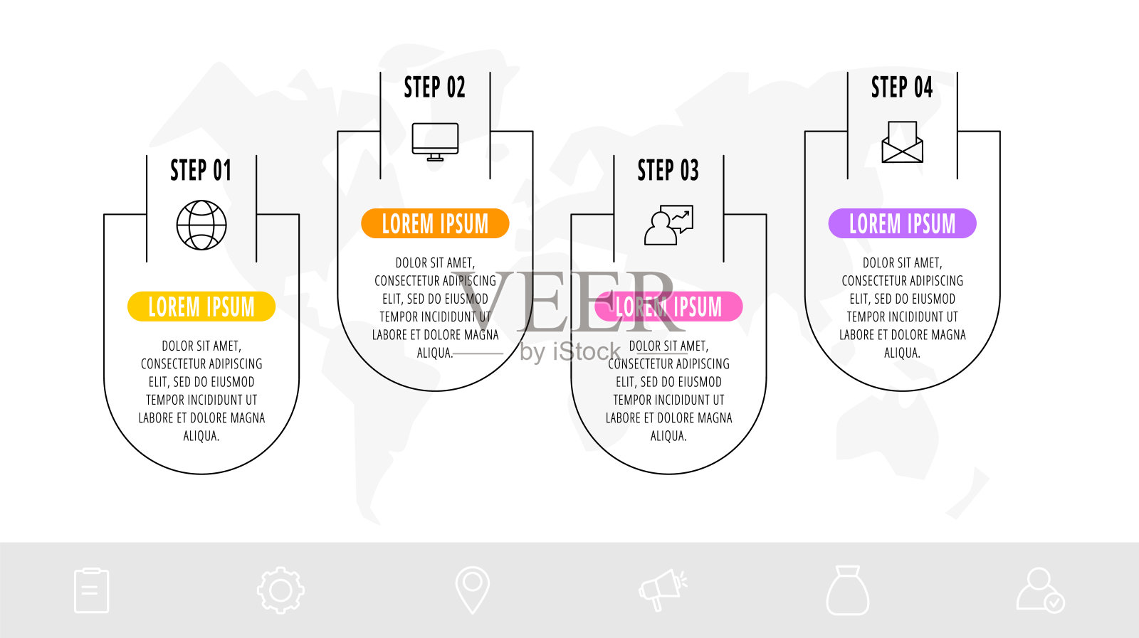 矢量信息图与4标签和图标。插画图片素材