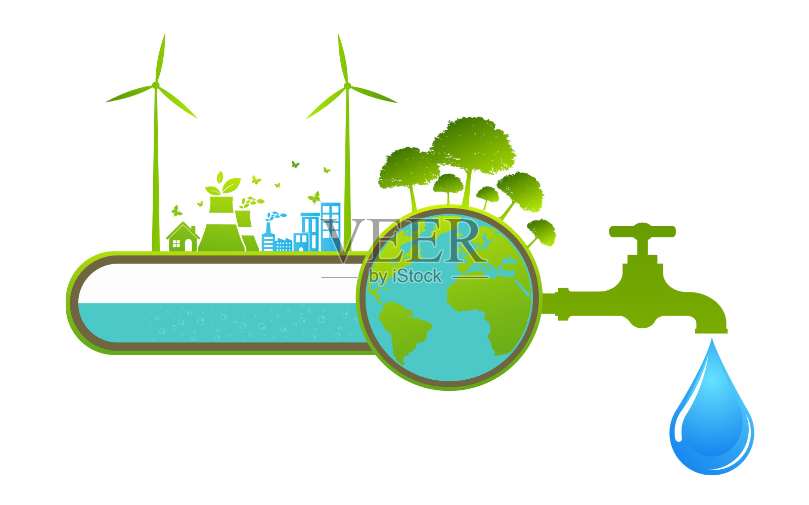 世界水日拯救自然概念存量向量插画图片素材