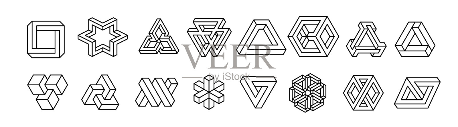 设置不可能的形状光学错觉图标素材