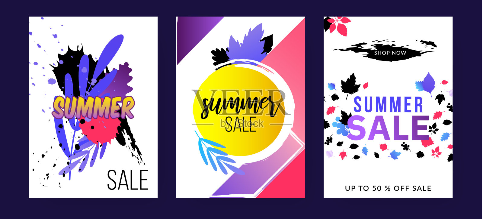 明亮的夏季广告海报与文字。设计模板素材