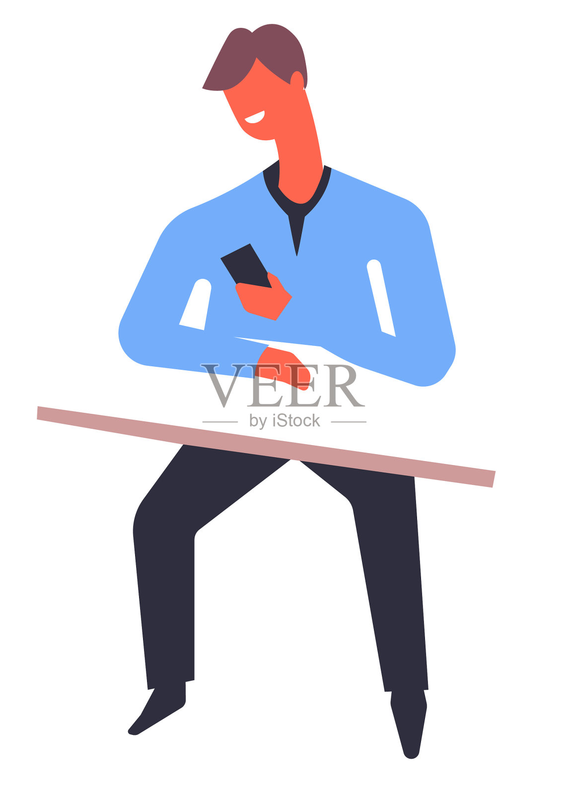 学生看着展示智能手机的家伙插画图片素材