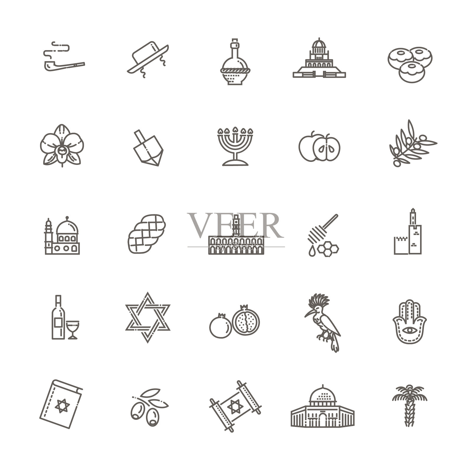 国家以色列旅游度假图标集图标素材