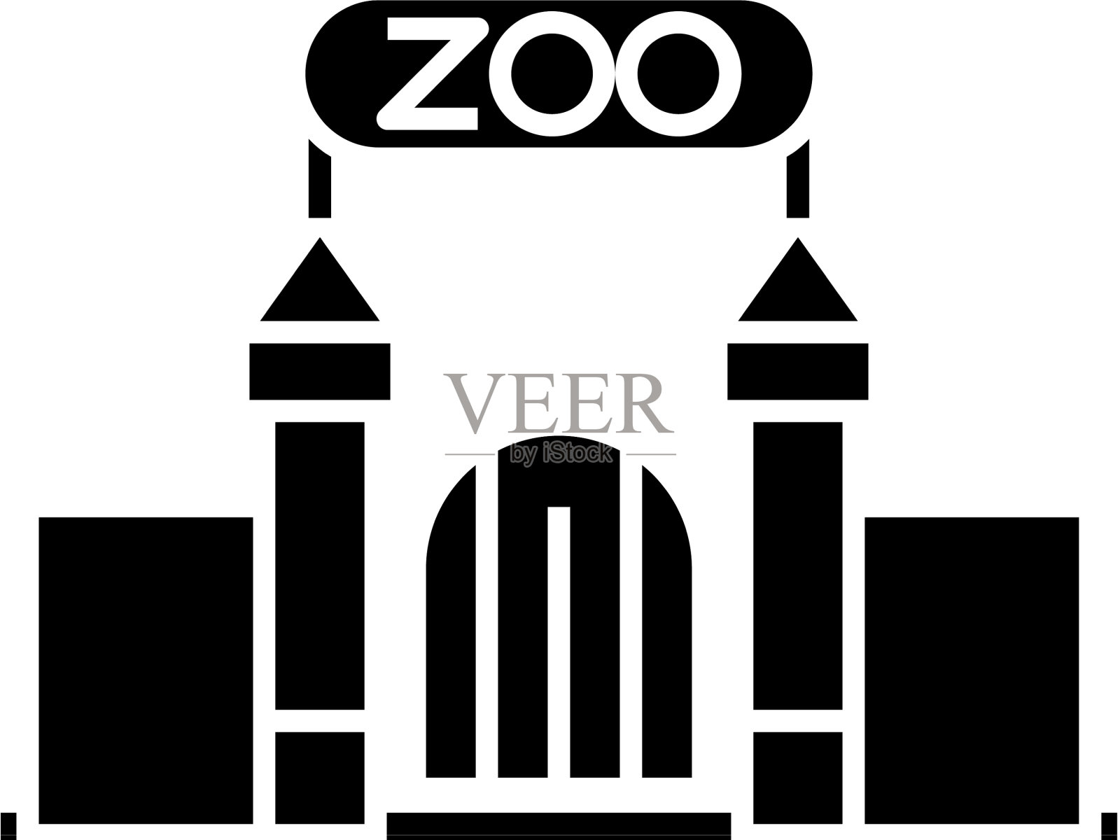 动物园线图标概念标志轮廓设计元素图片