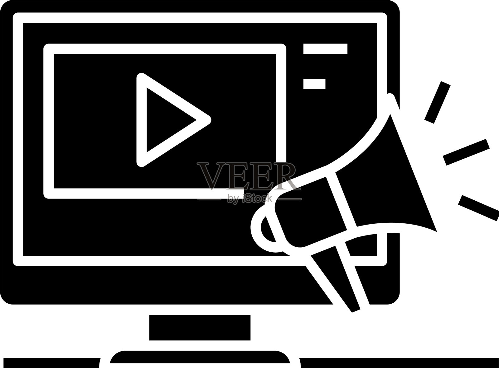 视频公告黑色图标概念设计元素图片