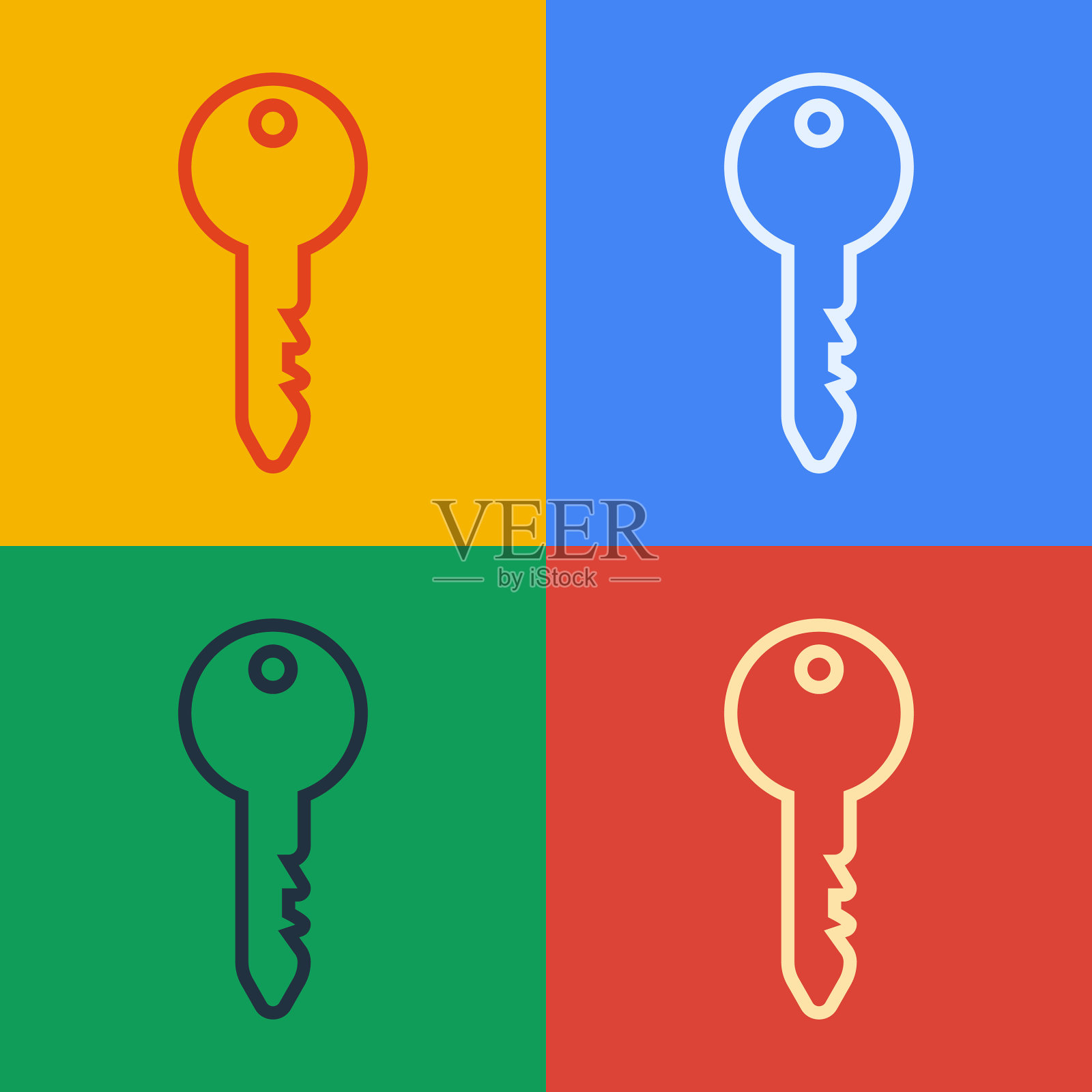 波普艺术线键图标孤立的颜色背景插画图片素材