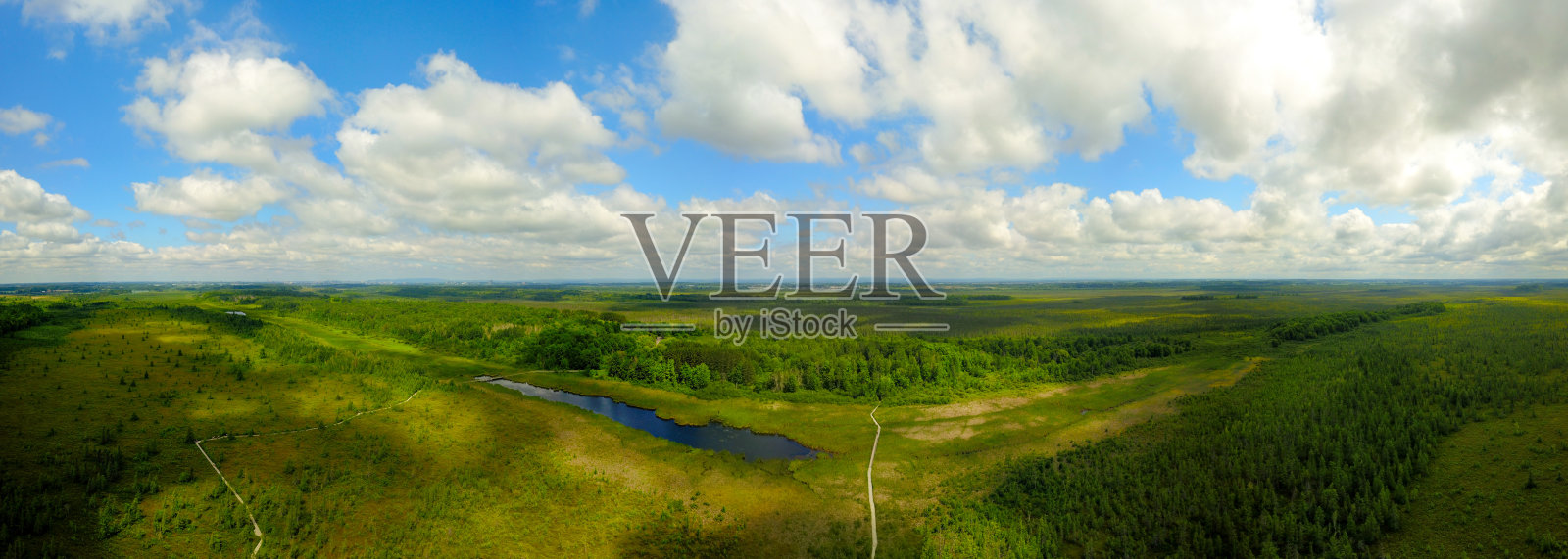 在夏季的一天在渥太华，安大略的梅尔布鲁木板路无人机视图照片摄影图片