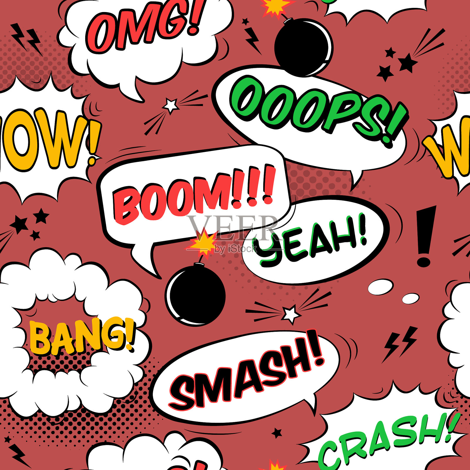 彩色无缝图案连载漫画页插画图片素材