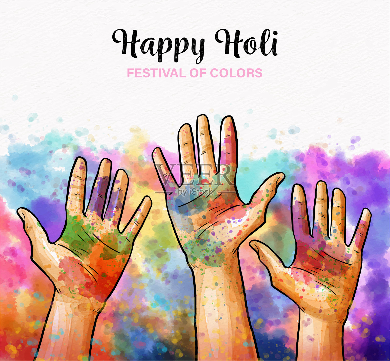 可爱快乐的胡里节设计插画图片素材