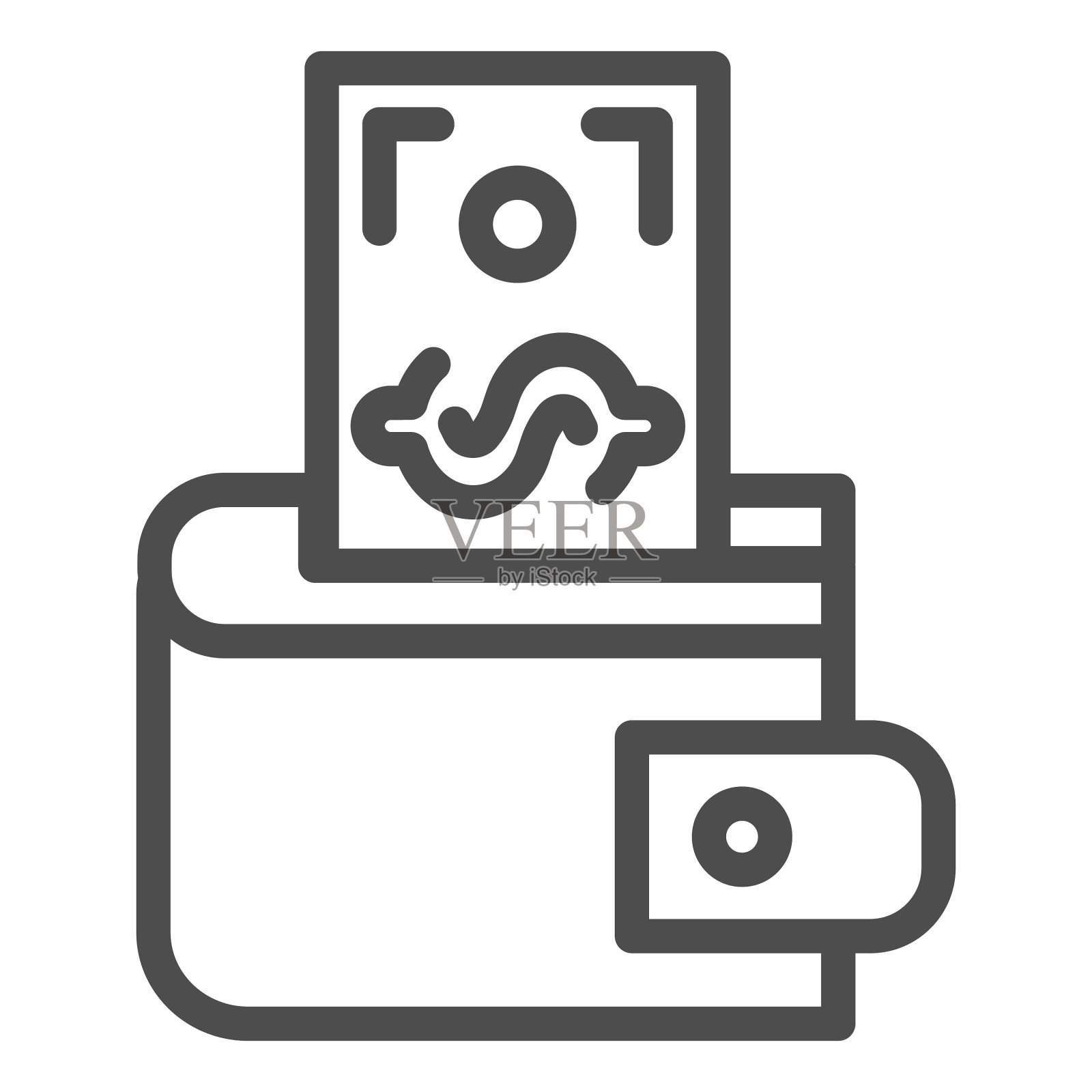 装满钱包与纸币线图标财富插画图片素材