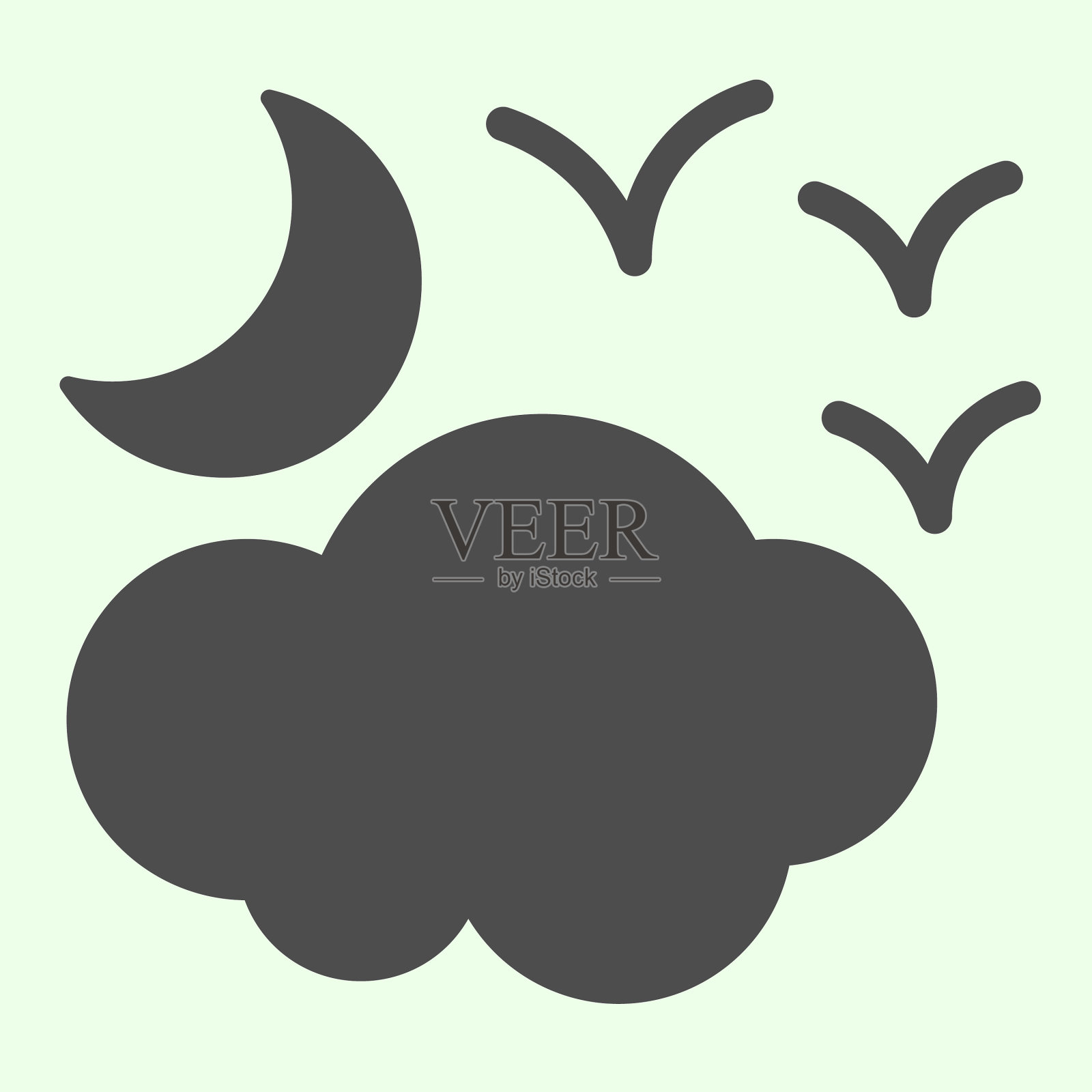 万圣节阴天晚上固体图标可怕的半月插画图片素材