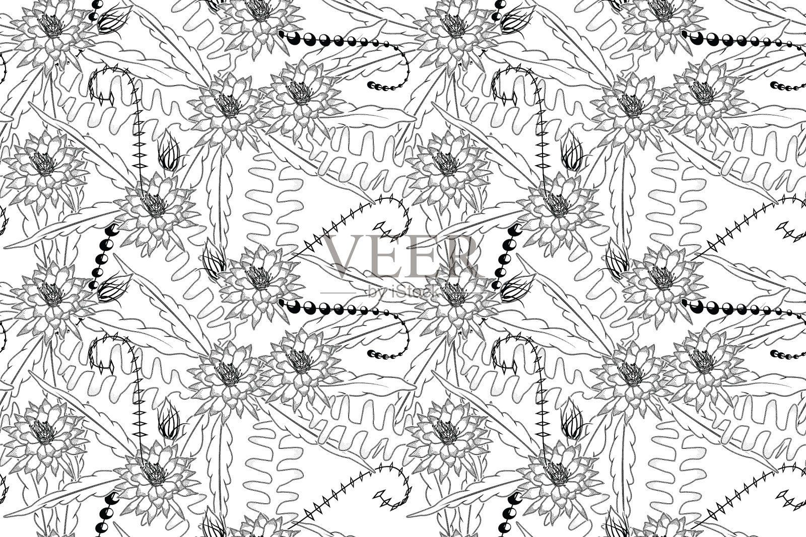 无缝图案与印花印尼蜡染插画图片素材