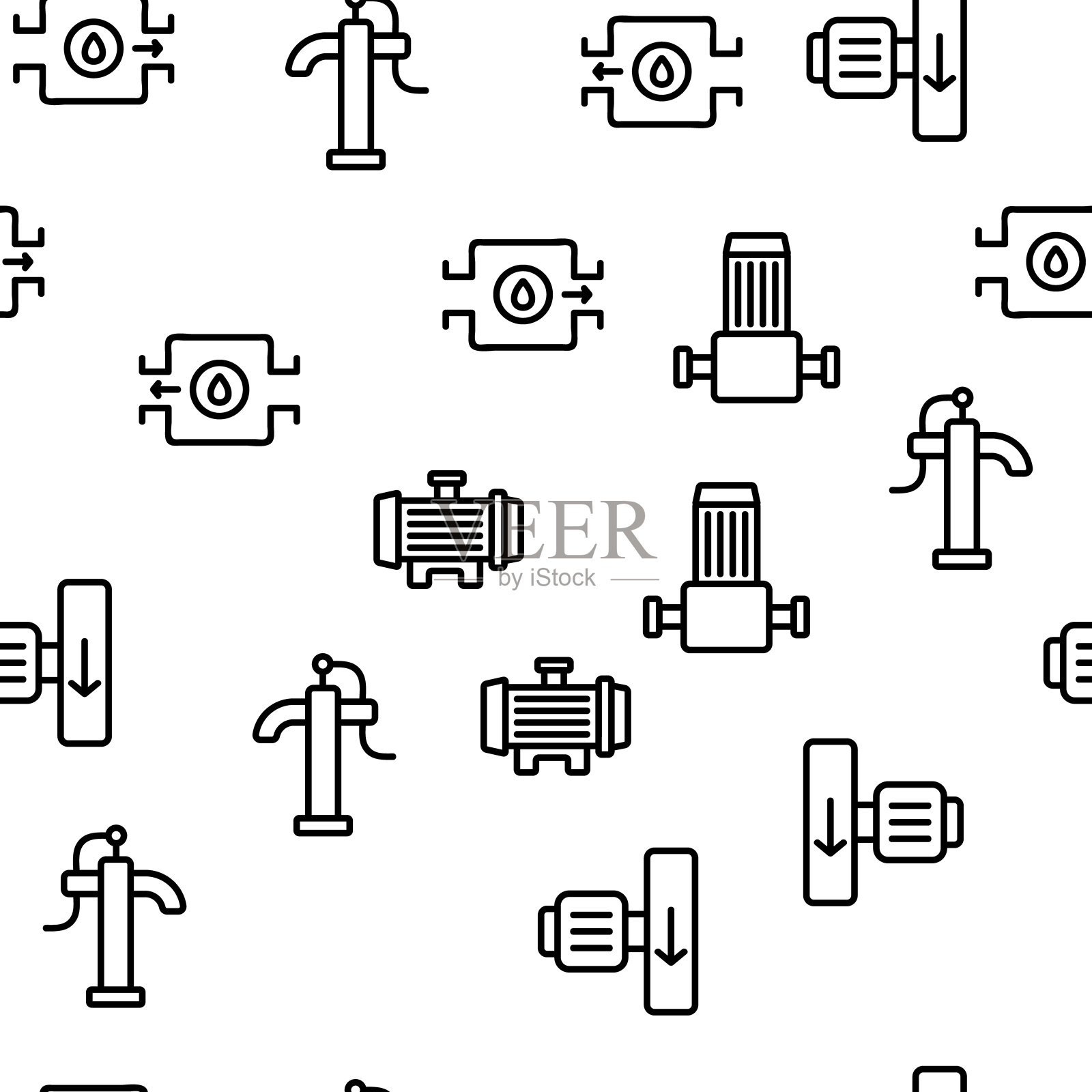 水泵设备矢量无缝模式插画图片素材