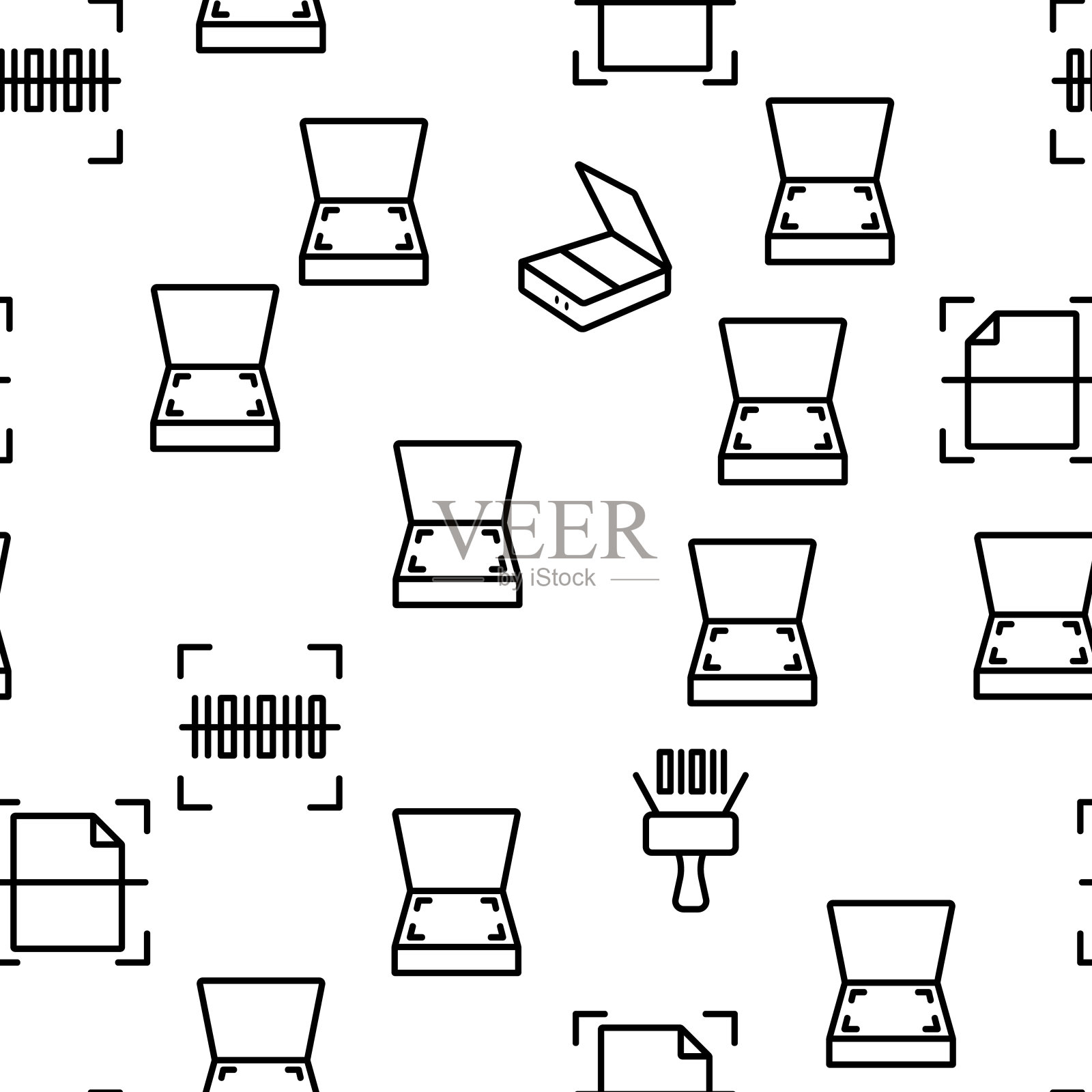 扫描阅读矢量无缝模式插画图片素材
