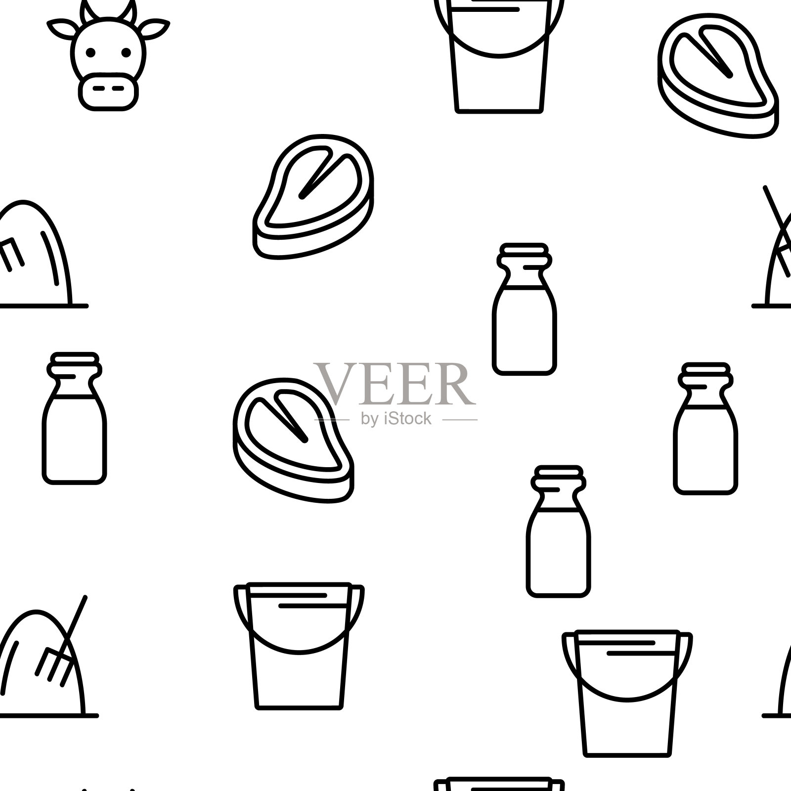 奶牛养殖动物载体无缝模式插画图片素材
